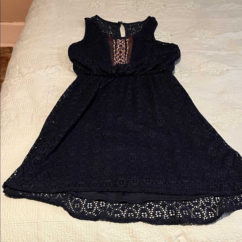 Maurices Navy Blue Lace Casual Dress